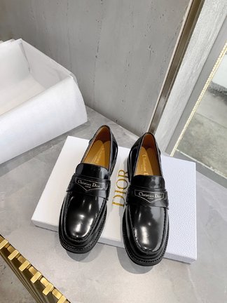 Dior Shoes Loafers Black Calfskin Cowhide Spring/Summer Collection Casual