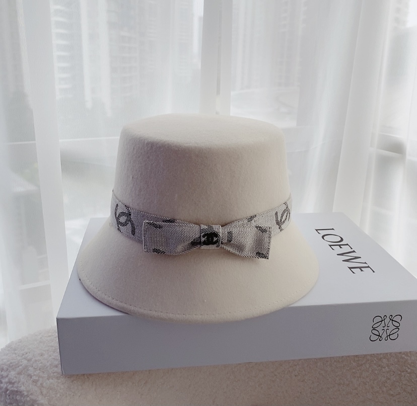 Chanel Hats Bucket Hat Black White Wool Fall/Winter Collection