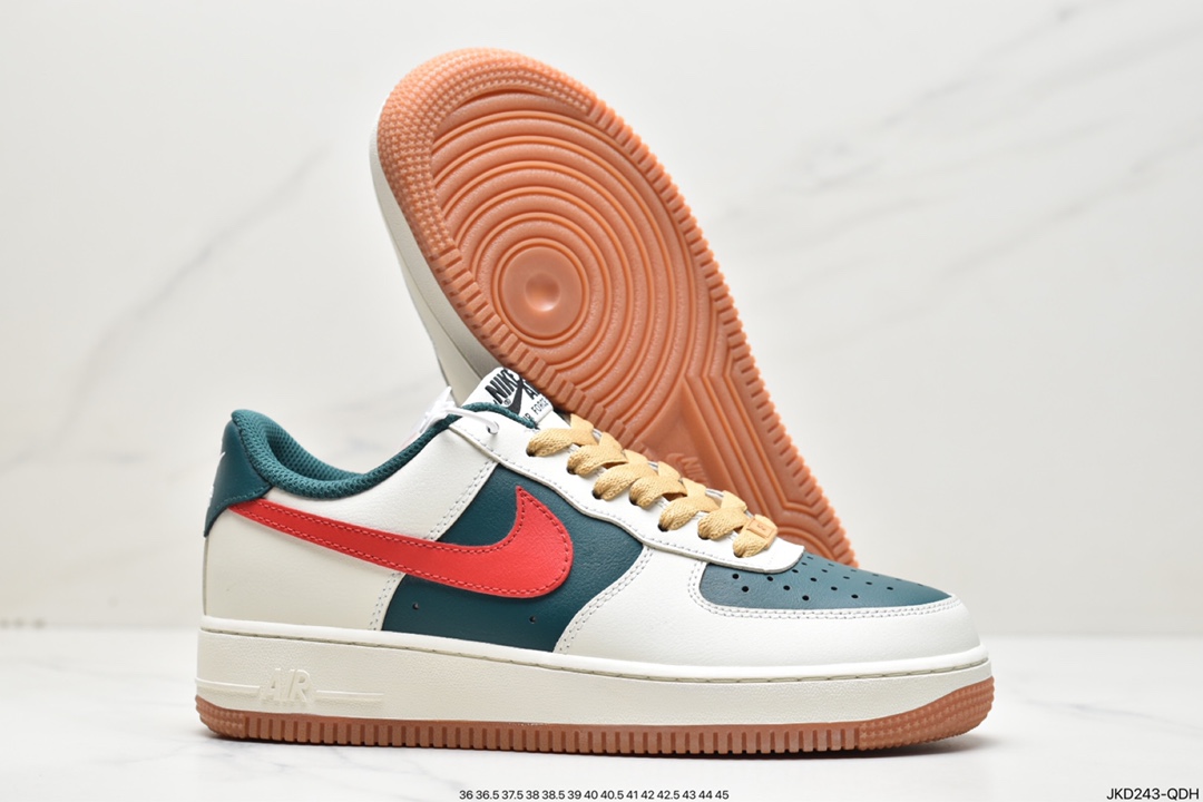 160 Nike Air Force 1 Low 07 白绿红生胶底 FD9063-163