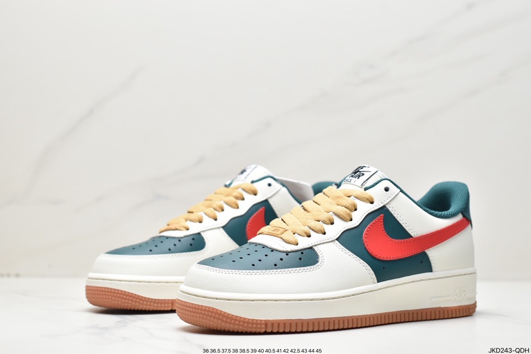 160 Nike Air Force 1 Low 07 白绿红生胶底 FD9063-163
