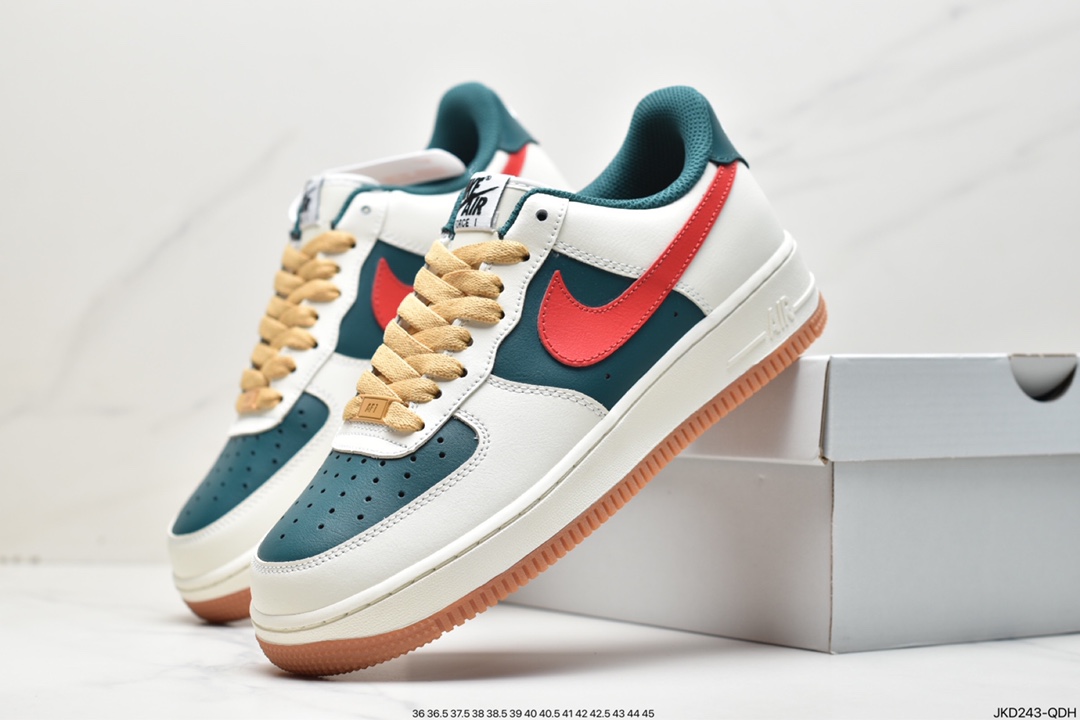 160 Nike Air Force 1 Low 07 白绿红生胶底 FD9063-163