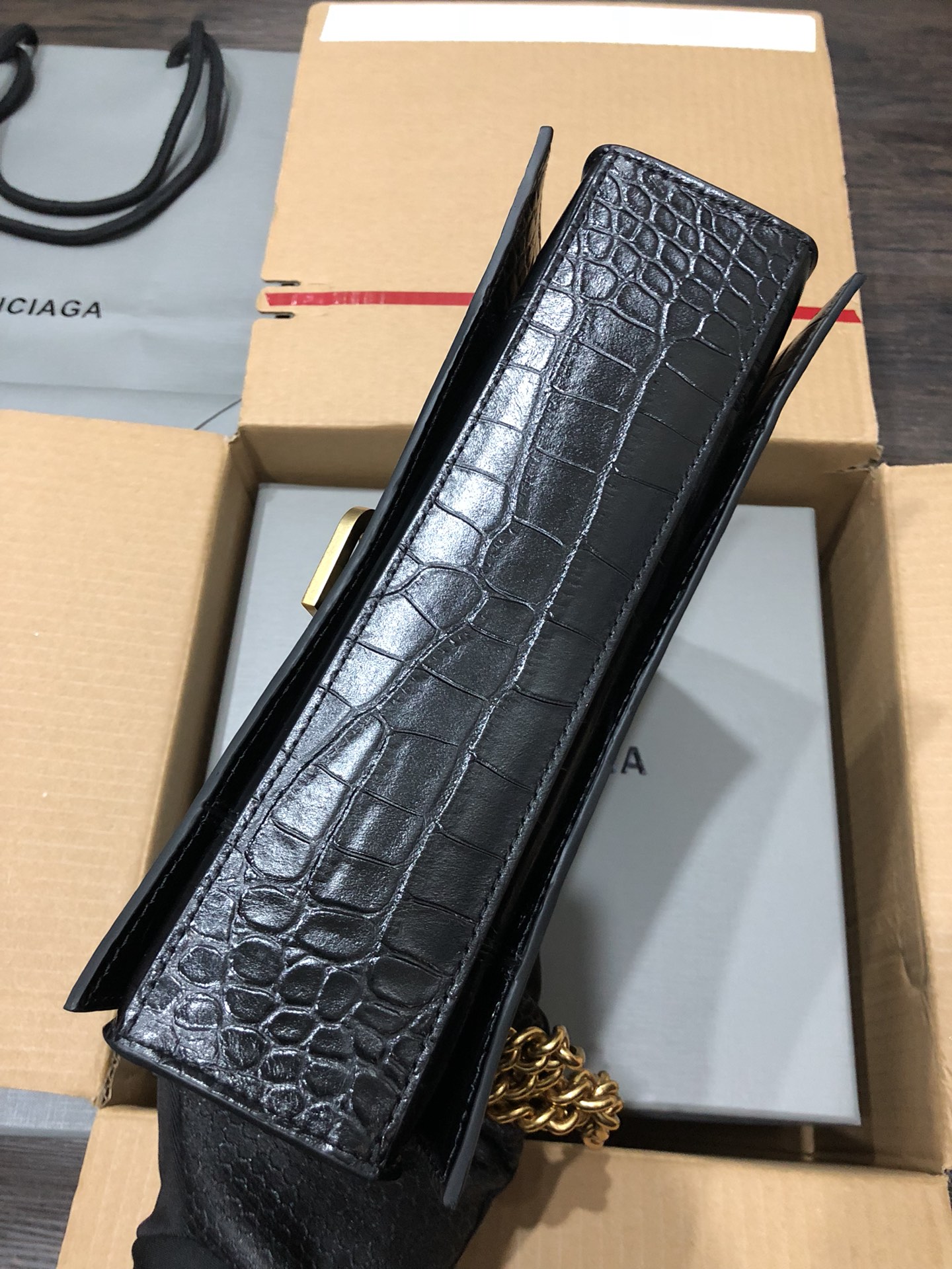 Balenciaga Style Black Leather Chain Bag style reference detail image 4 from source 776233