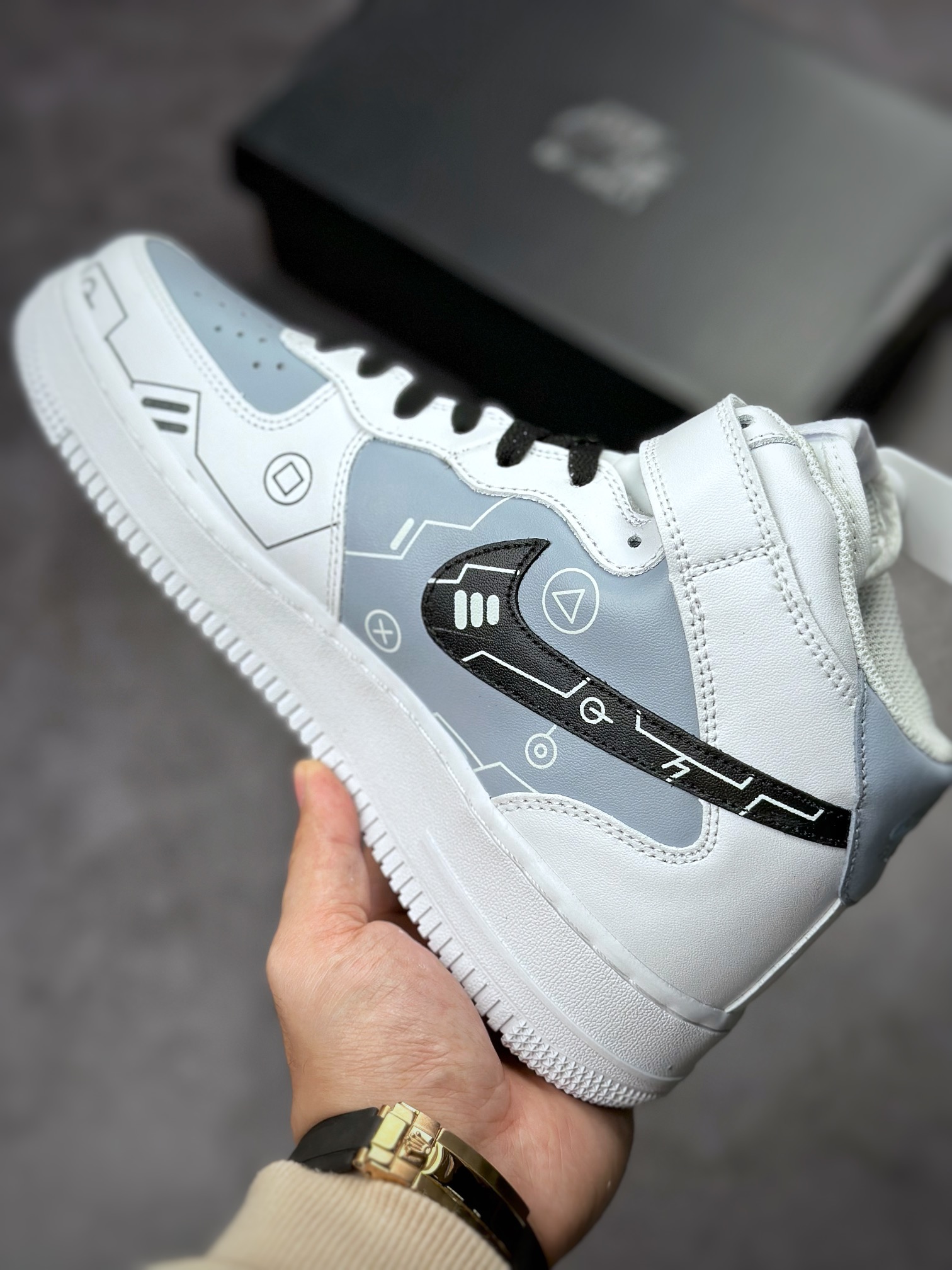 270 Nike Air Force 1 Mid 黑白灰电玩涂鸦 CW2288-115