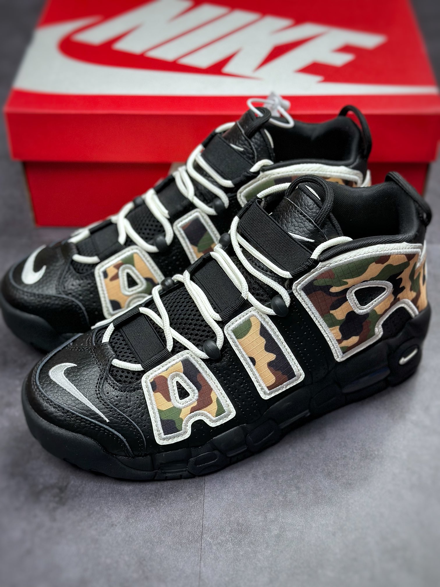 PP version Air More Uptempo black and green camouflage CJ6122-001