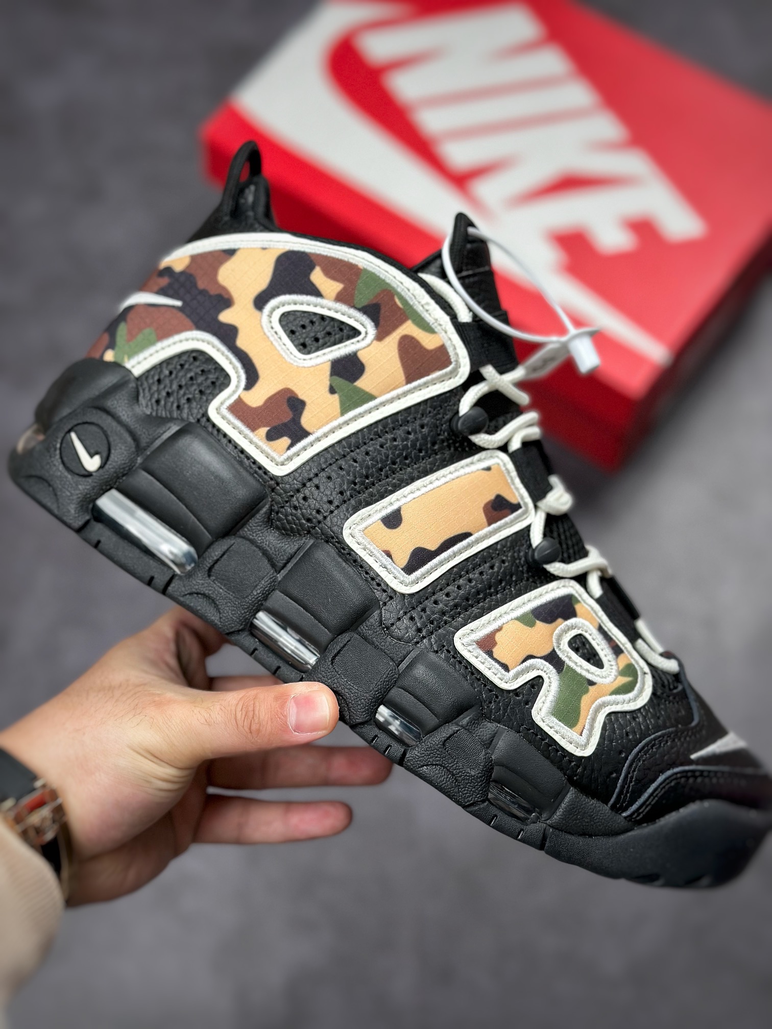 PP version Air More Uptempo black and green camouflage CJ6122-001