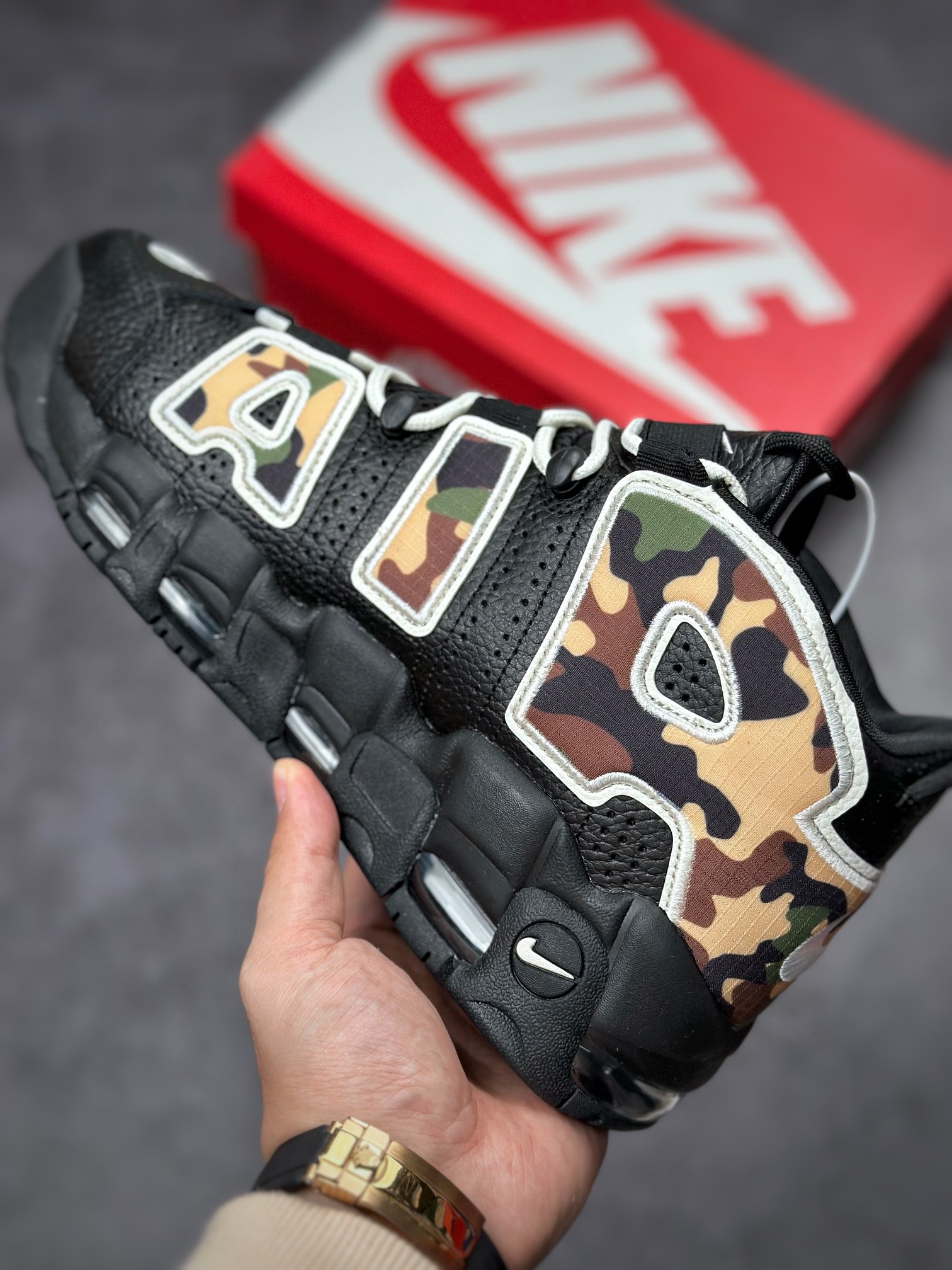 PP version Air More Uptempo black and green camouflage CJ6122-001