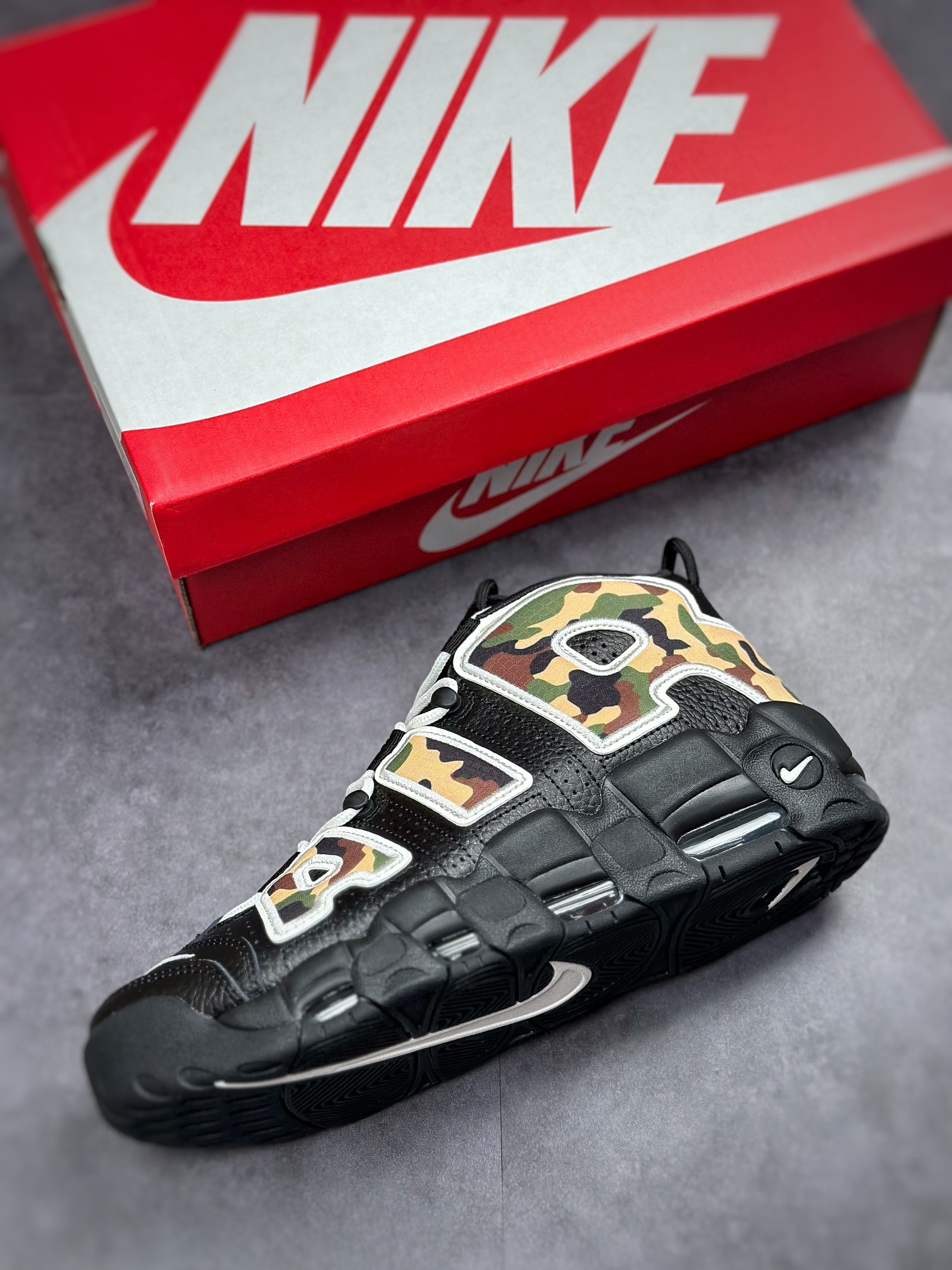 PP version Air More Uptempo black and green camouflage CJ6122-001