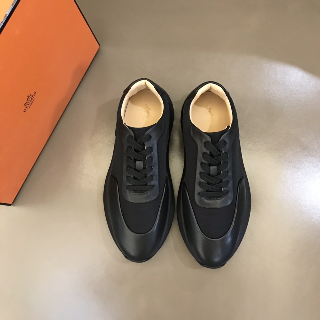Hermes Shoes Sneakers Splicing Men Canvas Cowhide TPU Casual