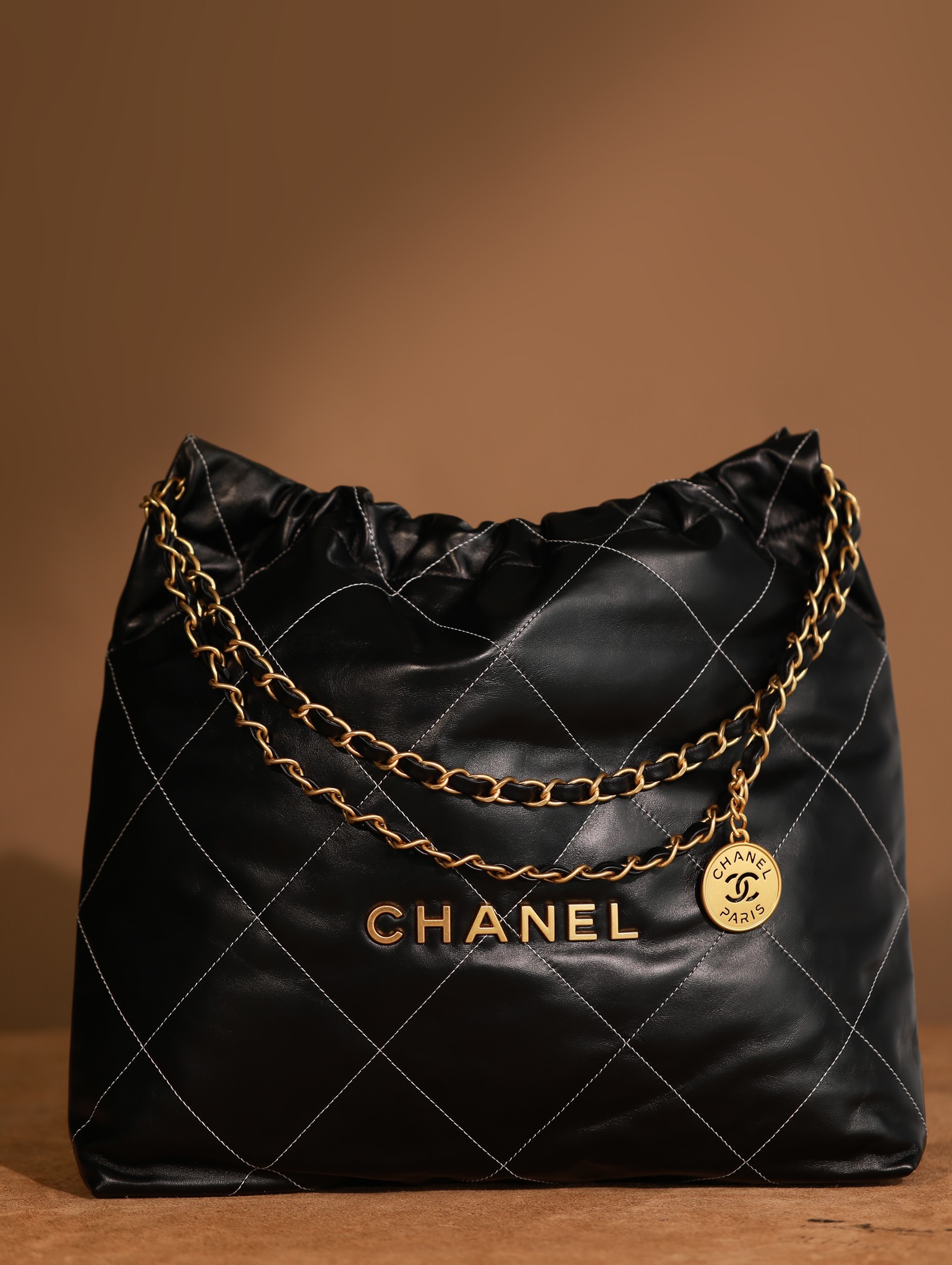 P1480 1580 🇮🇹Versión personalizada italiana para extranjeros🇮🇹 Bolsa de compras 22 talla mediana, cuero negro con c…
