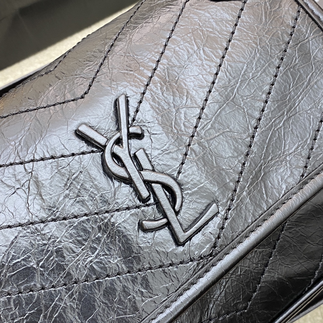 Saint Laurent 油蜡黑皮/古银 NIKI～22cm 爆裂纹 超多明星 同款