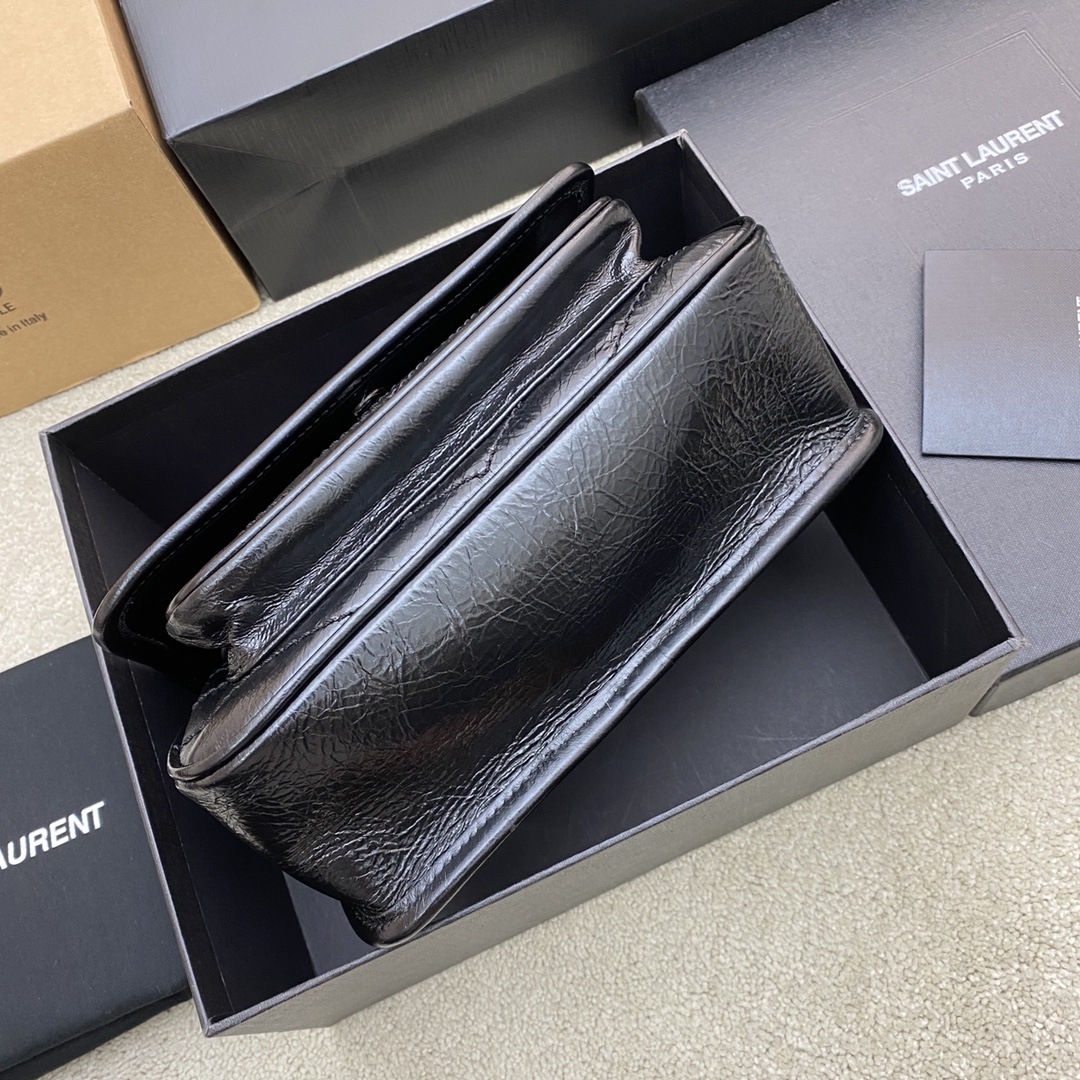 Saint Laurent 油蜡黑皮/古银 NIKI～22cm 爆裂纹 超多明星 同款