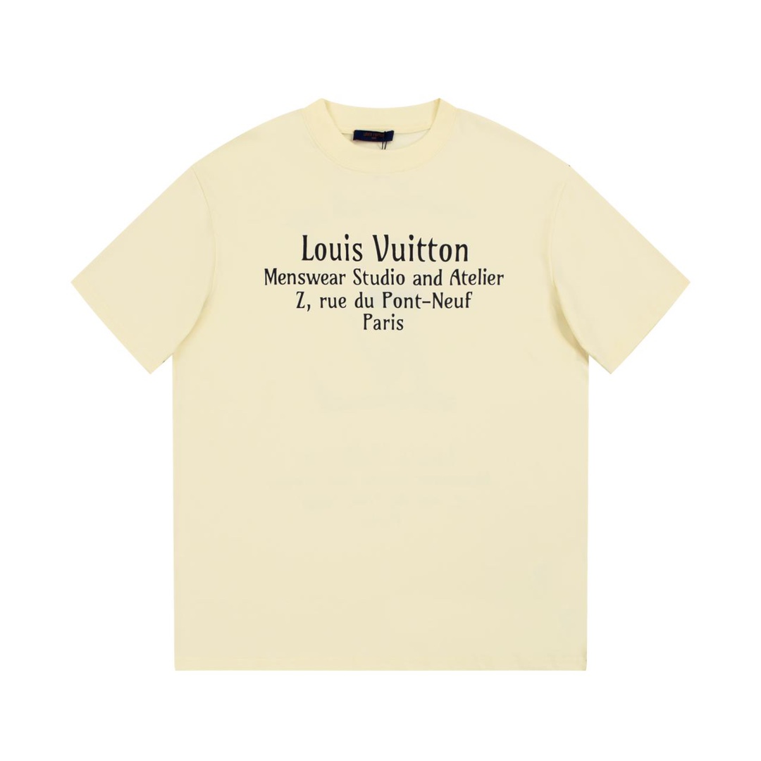 Louis Vuitton 1: 1
 Abbigliamento T-Shirt Colore albicocca Nero Stampa Unisex Collezione Autunno/Inverno Fashion Maniche corte