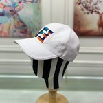 Fendi Hats Baseball Cap Embroidery Canvas Cotton Cowhide