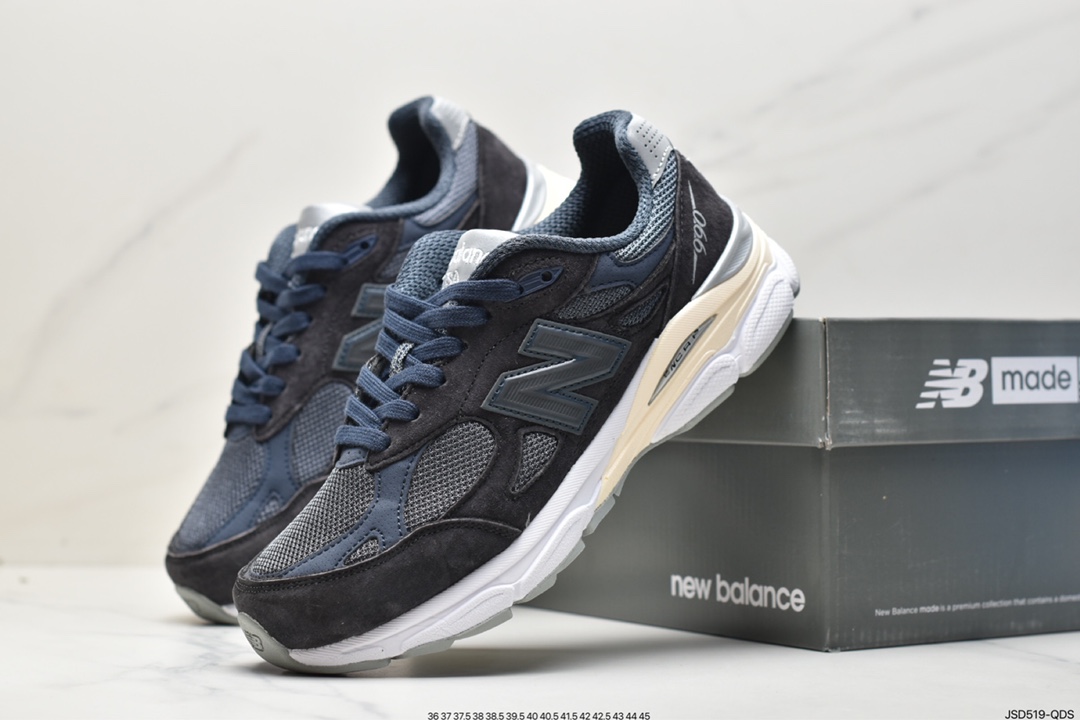 200 New Balance in USA M990V3三代系列美产血统经典复古休闲运动百搭老爹跑步鞋“午夜蓝奶油反光”M990KI3