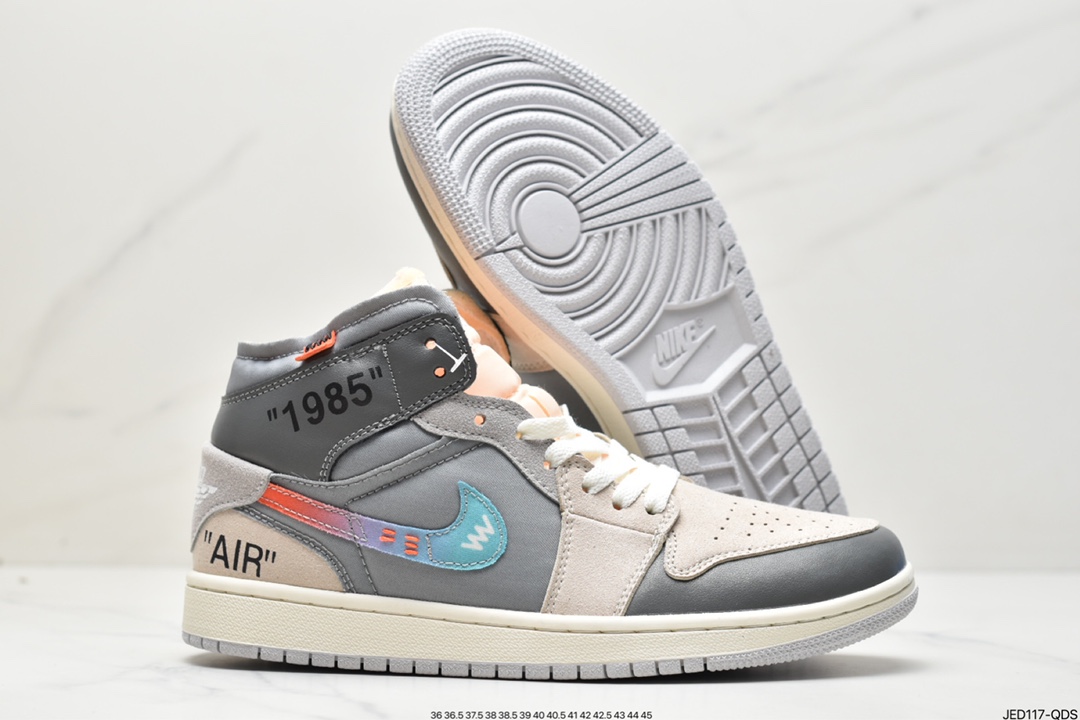 150 耐克NIKE Air Jordan I Mid 'White and Phantom'中帮DM9652-100