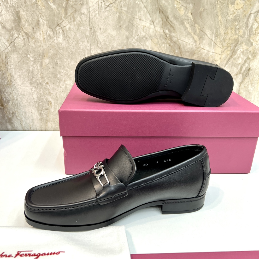 Ferragamo Men's Black Leather Loafers with Silver Hardware, Sizes 39-44 10 i1670439670 6212 8