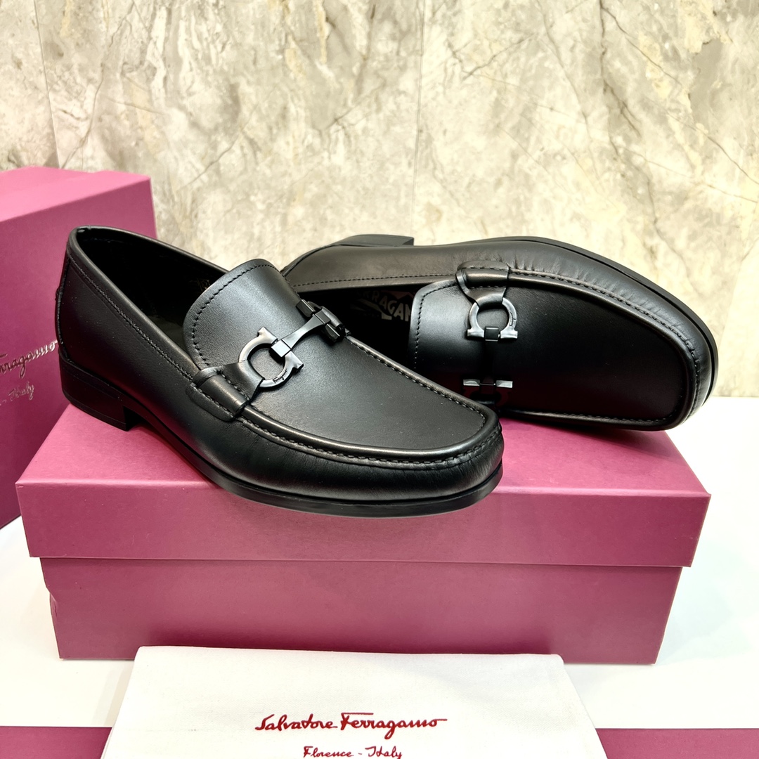 Salvatore Ferragamo Men's Leather Loafers Dress Shoes Black Size 39-44 5 i1670439692 1015 3