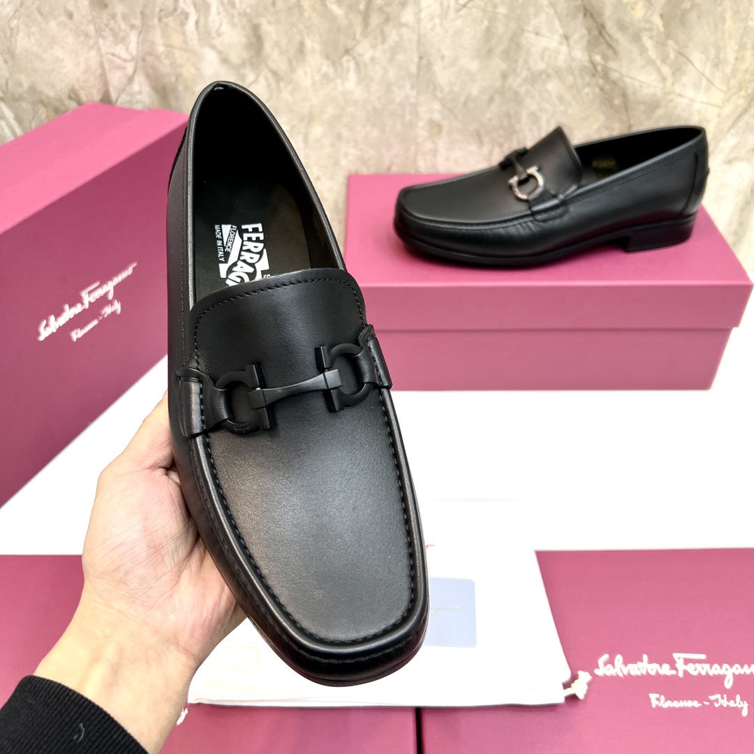 Salvatore Ferragamo Men's Leather Loafers Dress Shoes Black Size 39-44 8 i1670439692 3362 6