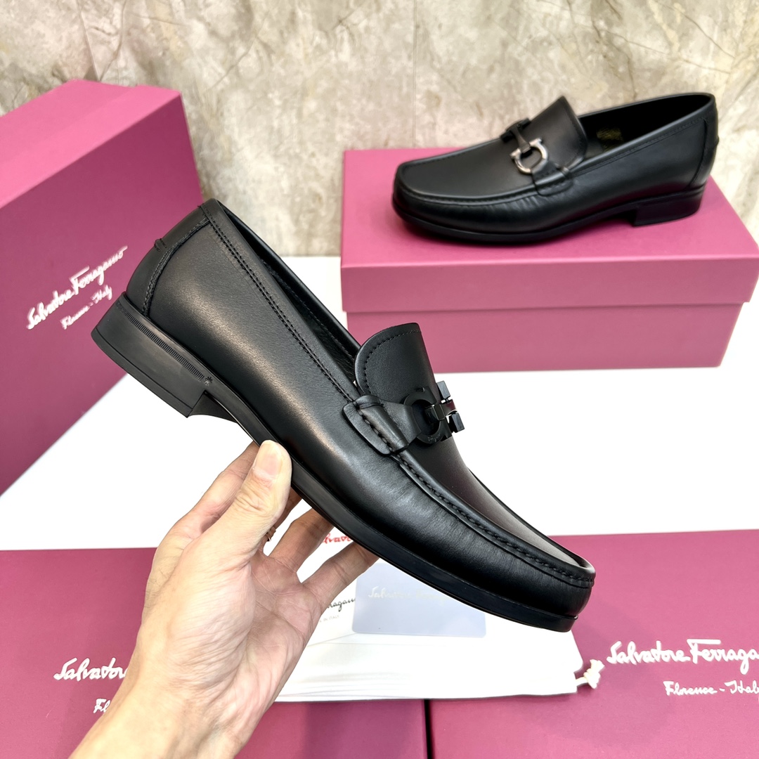 Salvatore Ferragamo Men's Leather Loafers Dress Shoes Black Size 39-44 7 i1670439692 7784 5