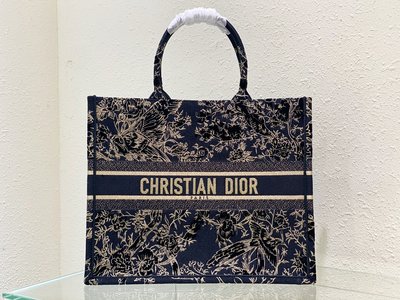 Dior Book Tote Handbags Tote Bags Black Embroidery Cotton