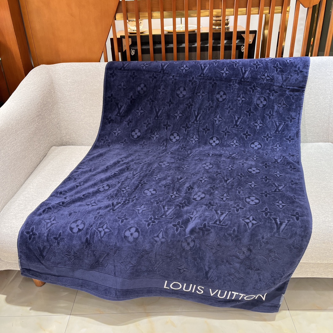 Louis Vuitton Bath Towels Blue Cotton Beach