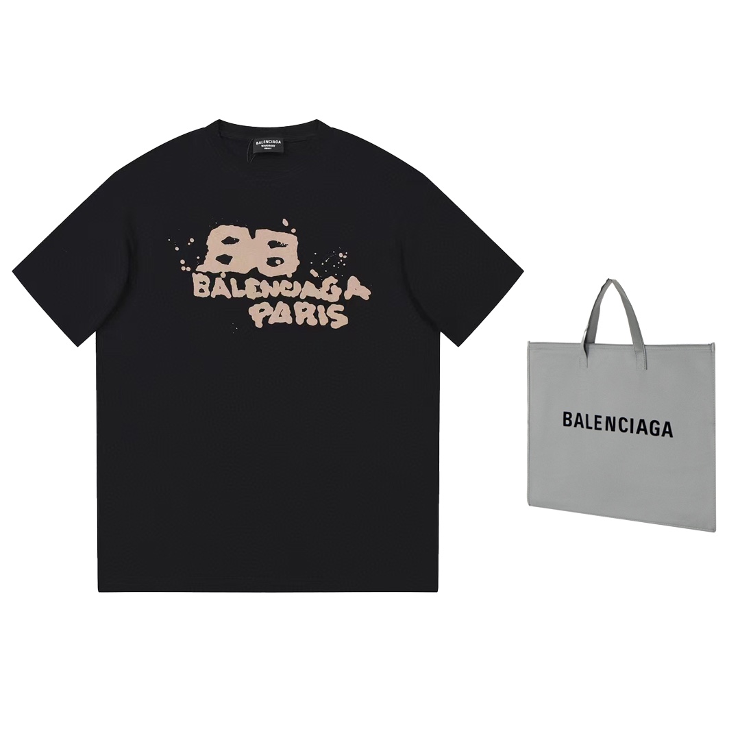 BALENCIGA/巴黎BALENCIGA#BB手绘涂鸦短袖T恤