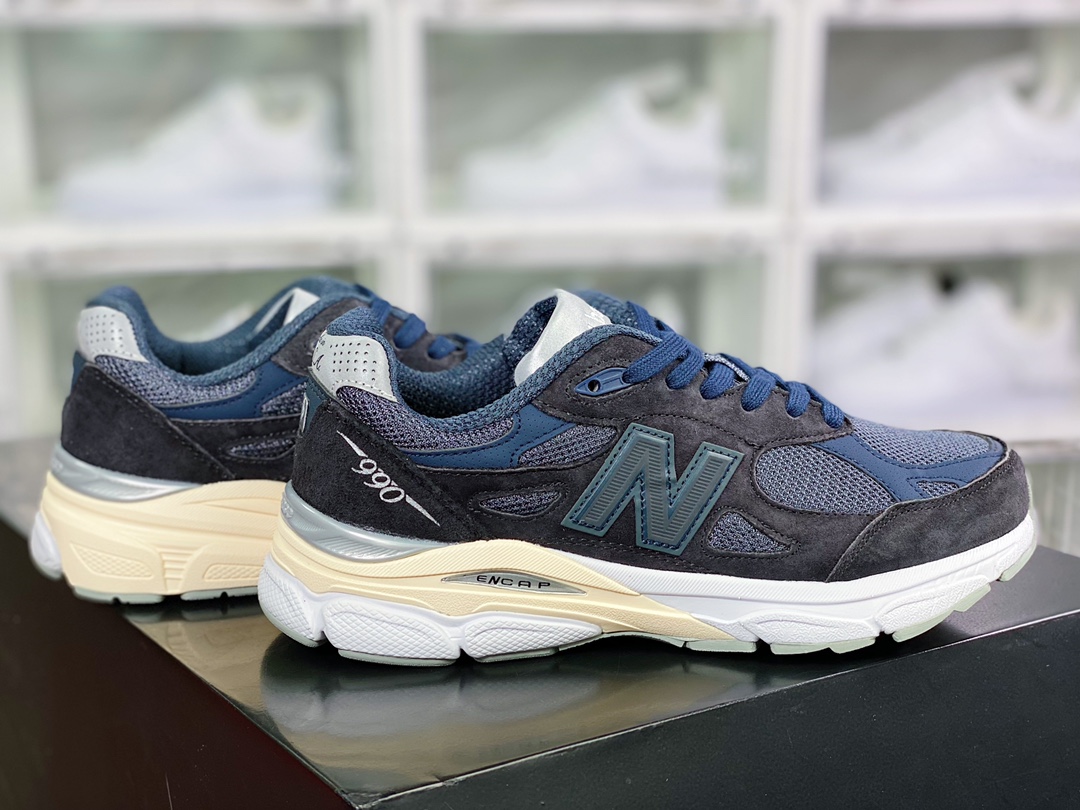 NB in ??USA M990KI3 series American-made classic retro casual sports all-match daddy running shoes ”Navy blue gray and white” M990KI3