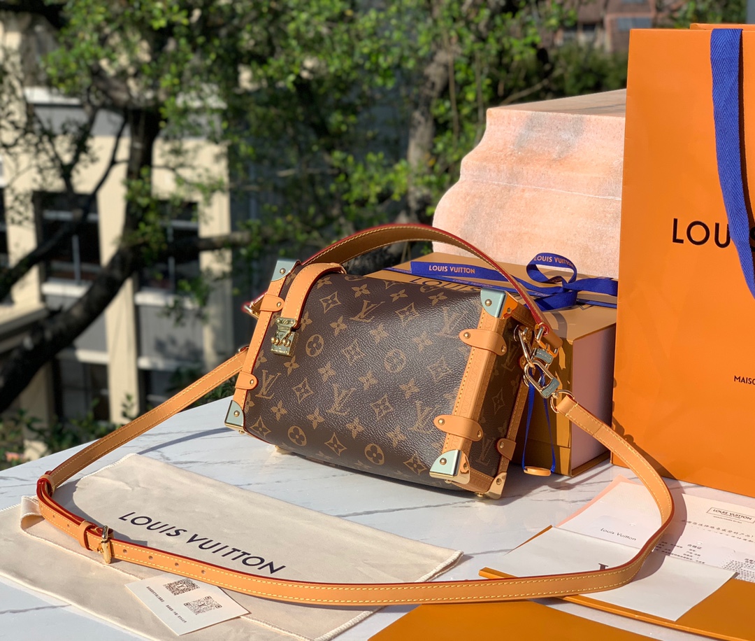 🌼 m46358尺寸21×14×6cm 2023 LV老花软盒子系列 side trunk 🌼Pm手袋，