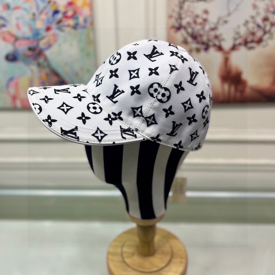 Louis Vuitton White Jacquard Baseball Cap,Adjustable Fit