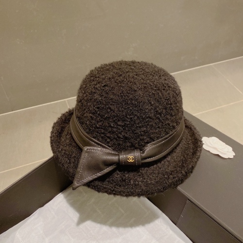 Chanel Wool Bucket Hat with Leather Belt, Fall/Winter Collection 1 Chanel Wool Bucket Hat with Leather Belt, Fall/Winter Collection