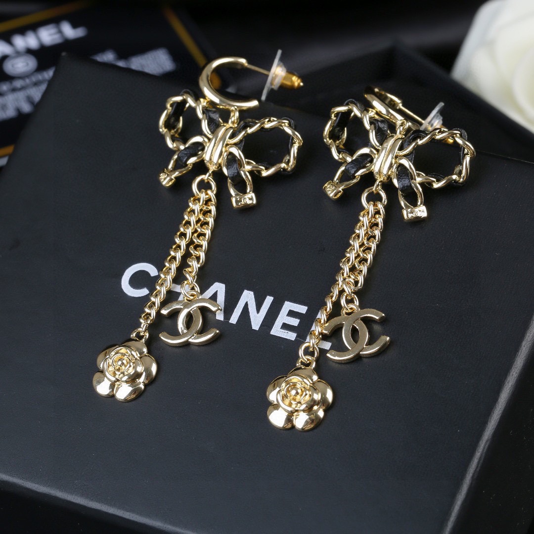 Chanel Jewelry Earring Lambskin Sheepskin