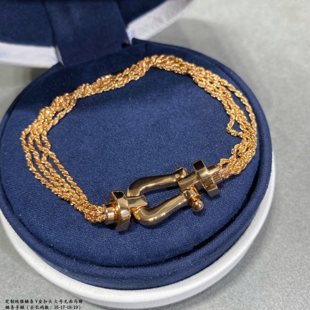  🆕 定制纯银链条⛓️V金扣头    大号全长16.17.18.19💥新品发布❤️费雷德大号光面马蹄链条