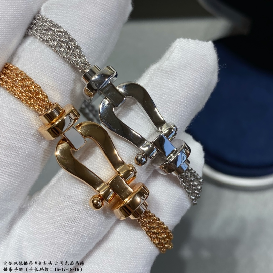  🆕 定制纯银链条⛓️V金扣头    大号全长16.17.18.19💥新品发布❤️费雷德大号光面马蹄链条