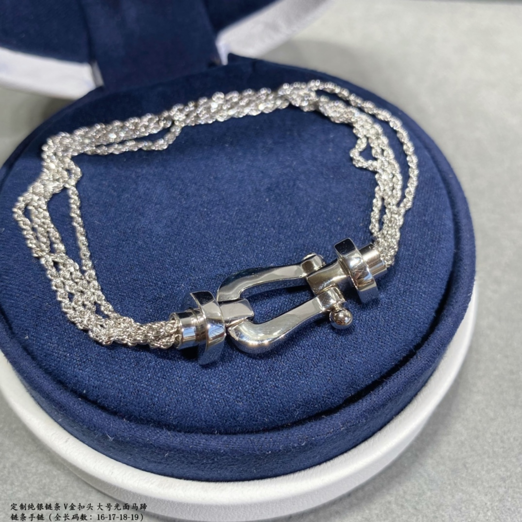  🆕 定制纯银链条⛓️V金扣头    大号全长16.17.18.19💥新品发布❤️费雷德大号光面马蹄链条