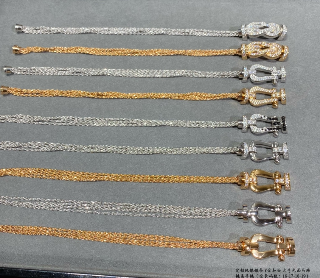  🆕 定制纯银链条⛓️V金扣头    大号全长16.17.18.19💥新品发布❤️费雷德大号光面马蹄链条