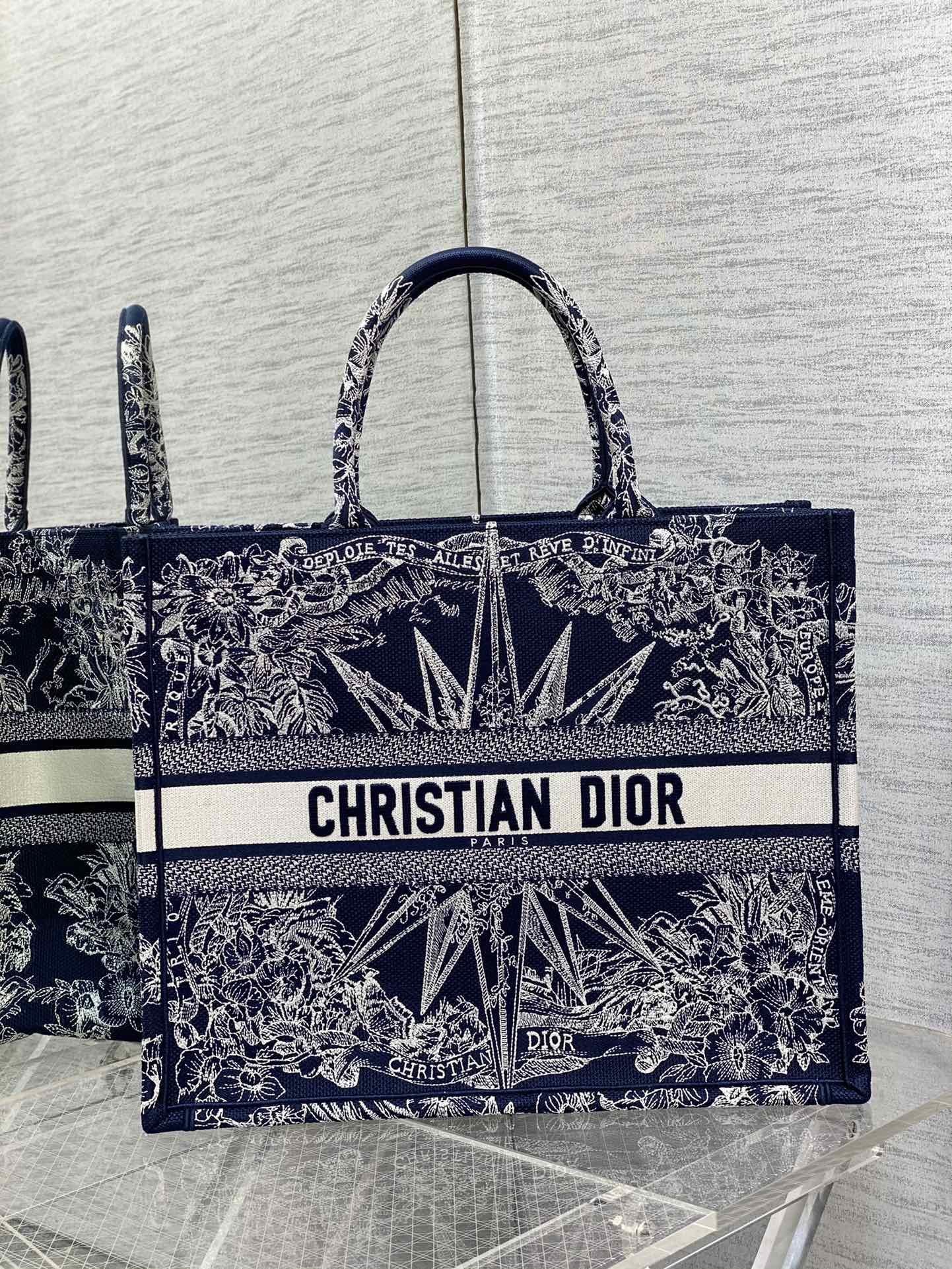 Dior Tote Eight-Pointed Star Embroidery Handbag