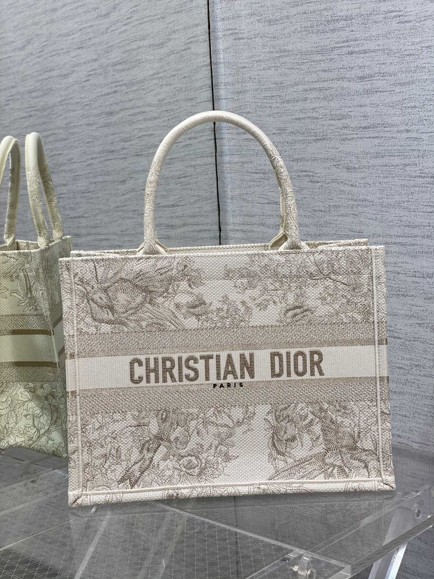 Dior Embroidered Magpie Pattern Tote Bag