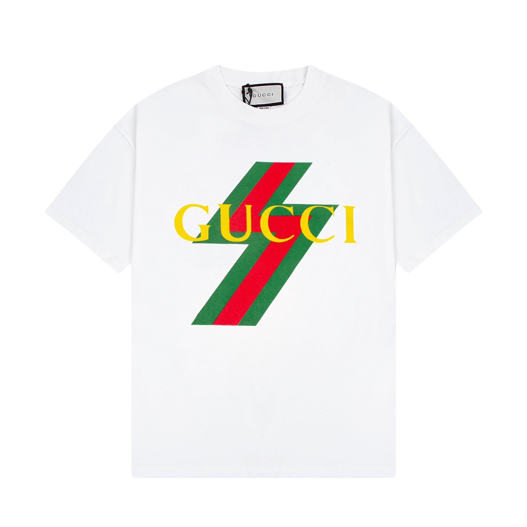 160 Gucci 古驰 23SS春夏新款字母Logo印花短袖 白色
