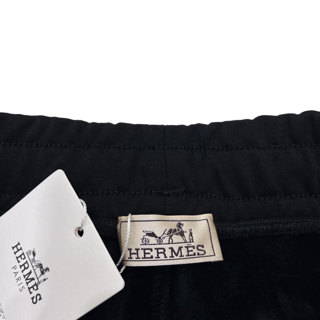 280 Hermes/爱马仕 22Fw 橙标刺绣加绒长裤