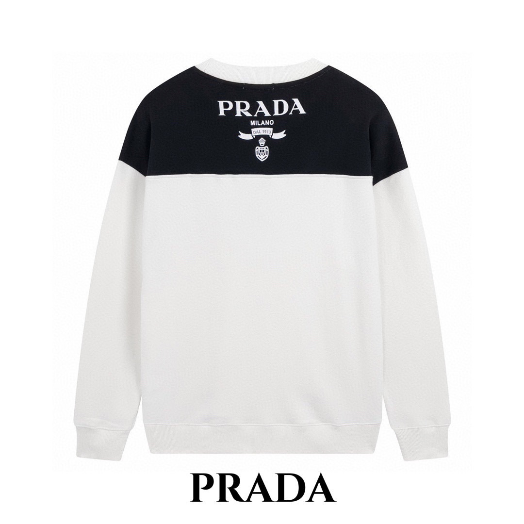 260 普拉达/PRADA 秋季新款抓绒倒立三角标字母印花圆领卫衣