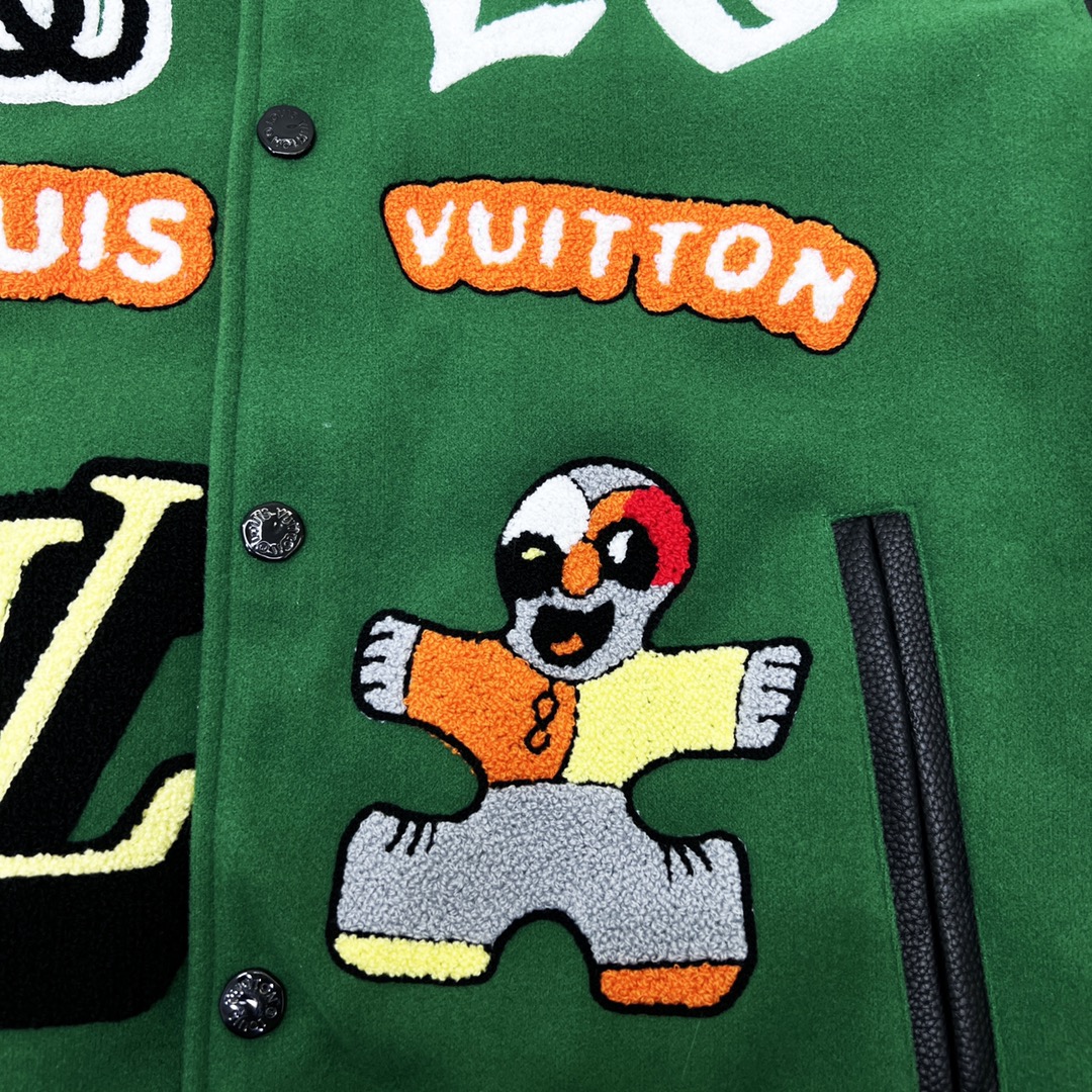 420 Louis Vuitton /路易威登 22FW皮袖拼接棒球服夹克外套