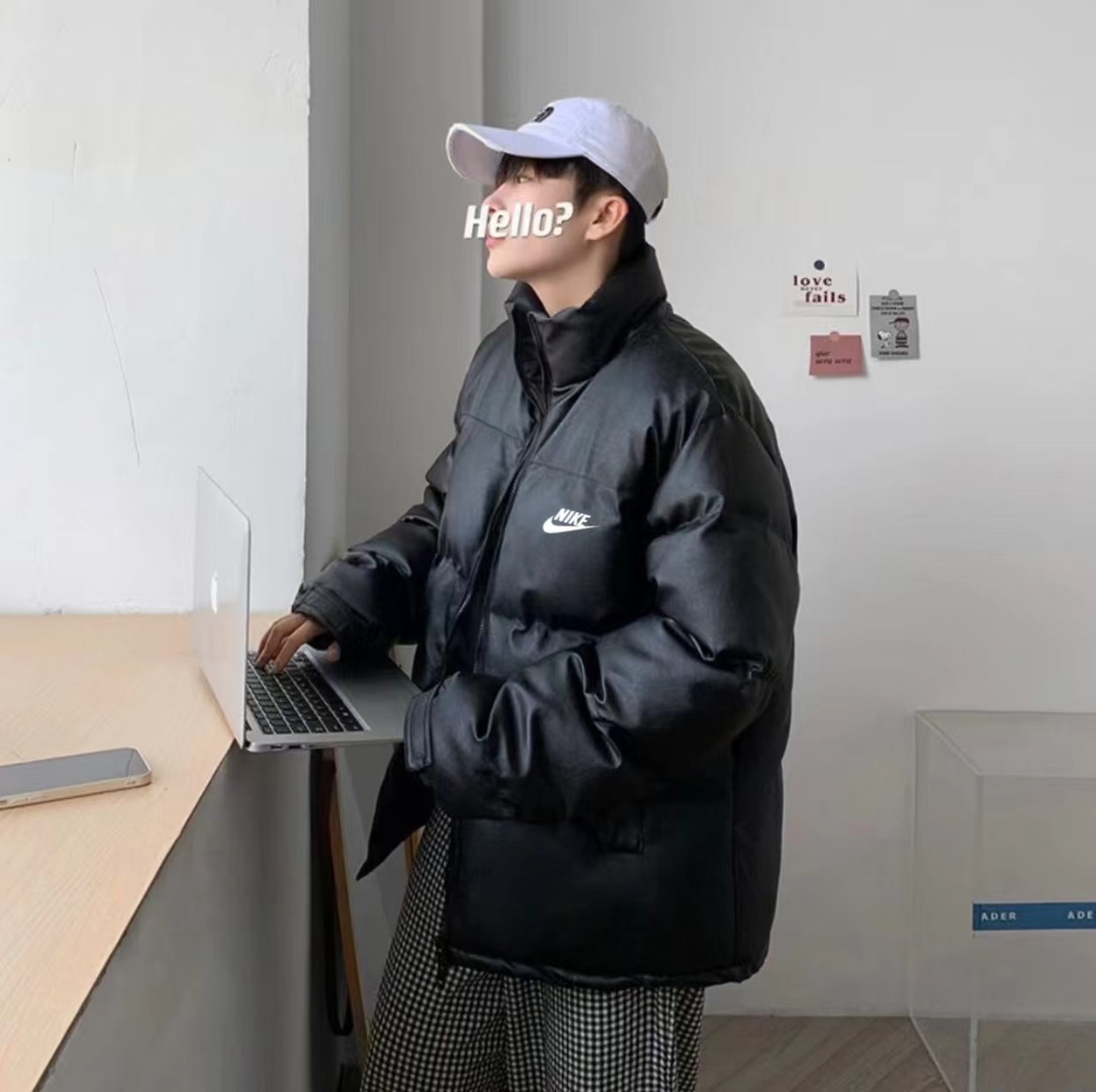 NIKE Overseas Fur Coat for Men and Women: Black, M-3XL Sizes, Trendy Design. - 图片 5