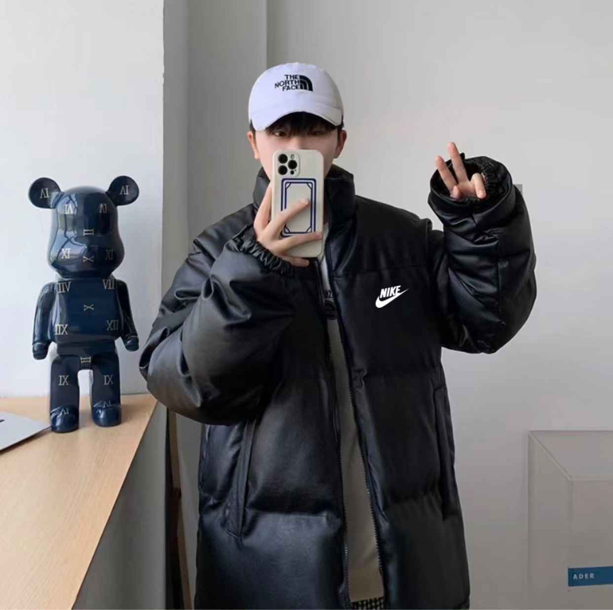 NIKE Overseas Fur Coat for Men and Women: Black, M-3XL Sizes, Trendy Design. - 图片 6
