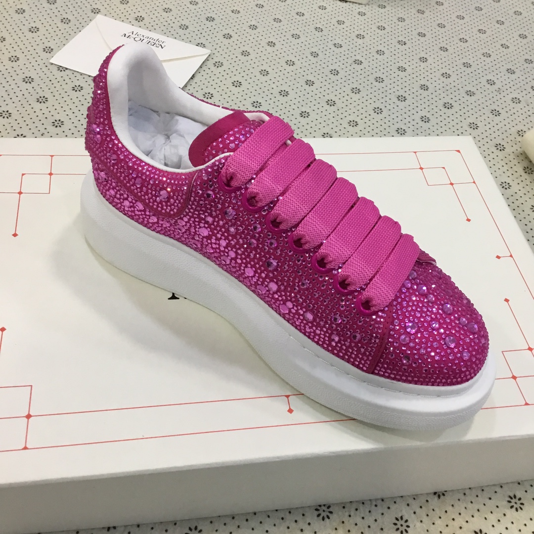 Alexander McQueen Women's Crystal-Embellished Velvet Sneakers - Pink 10 i1670601602 4561 7