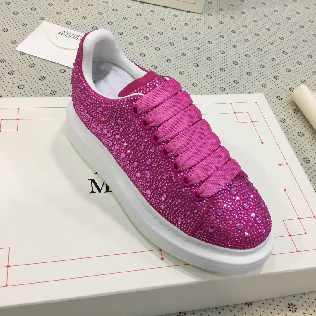 Alexander McQueen Women's Crystal-Embellished Velvet Sneakers - Pink 1 Alexander McQueen Women's Crystal-Embellished Velvet Sneakers - Pink