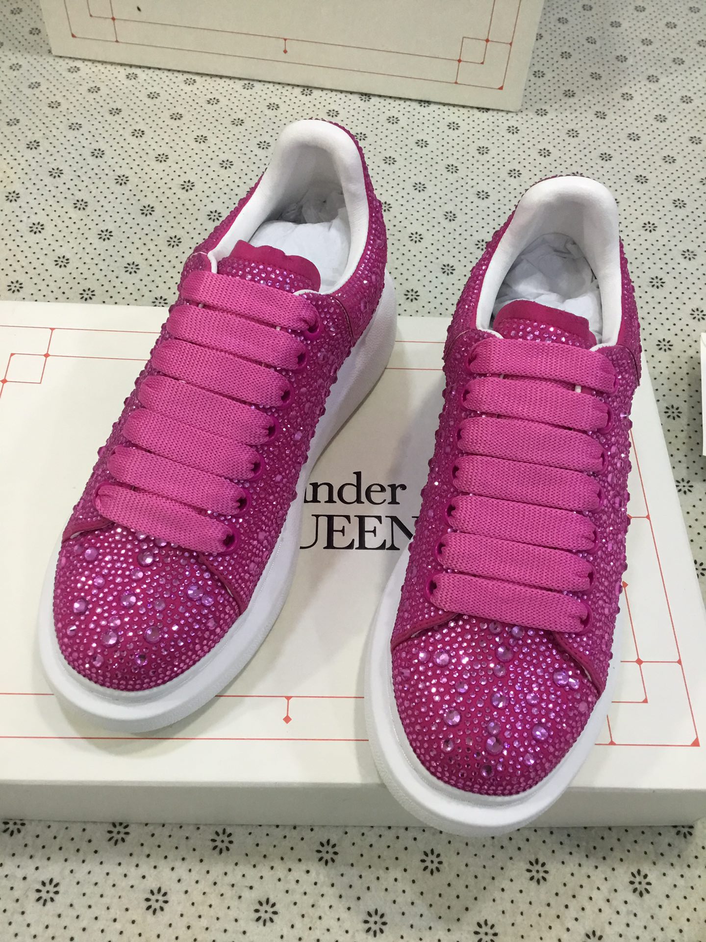 Alexander McQueen Women's Crystal-Embellished Velvet Sneakers - Pink 3 i1670601602 6050 0