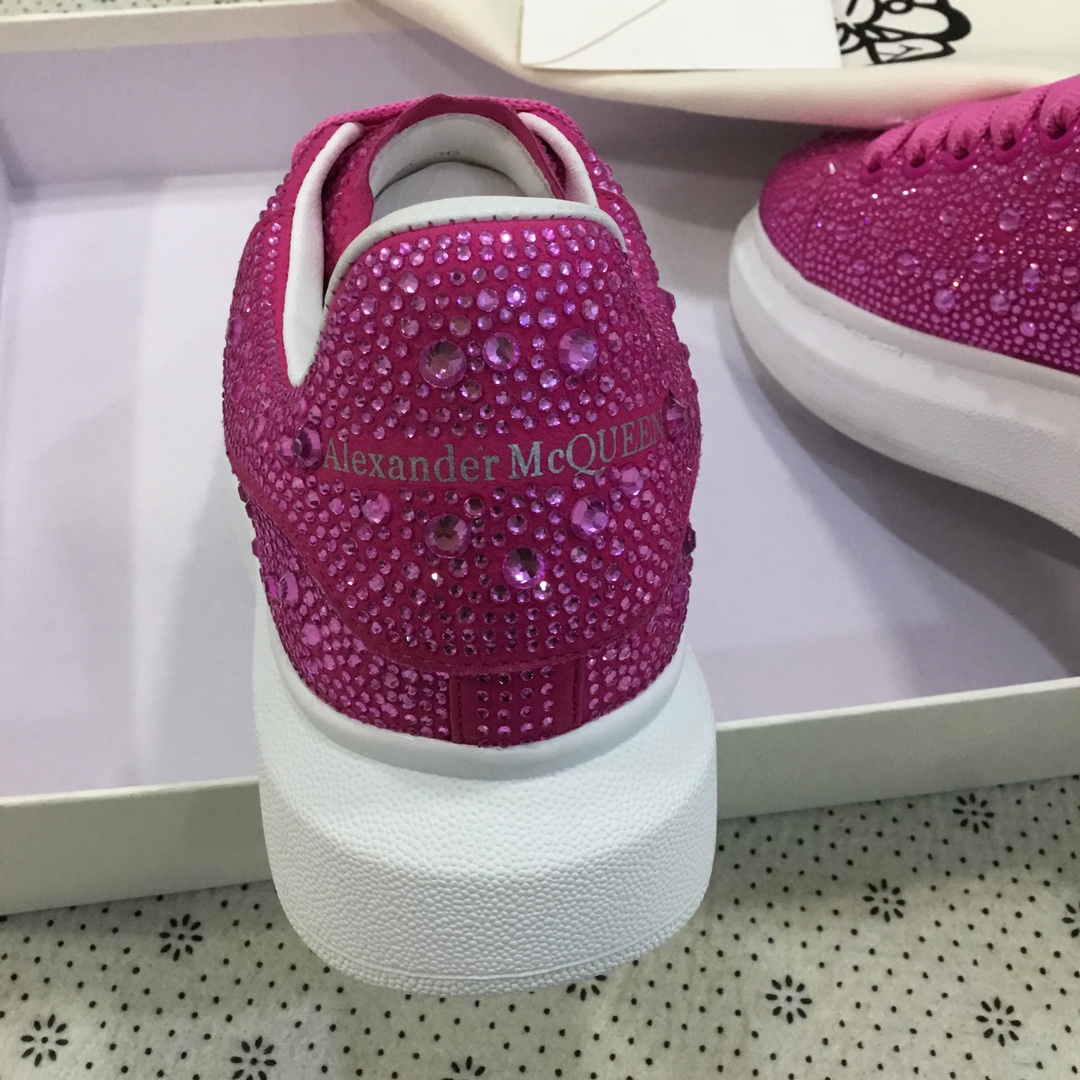 Alexander McQueen Women's Crystal-Embellished Velvet Sneakers - Pink 6 i1670601602 9399 3