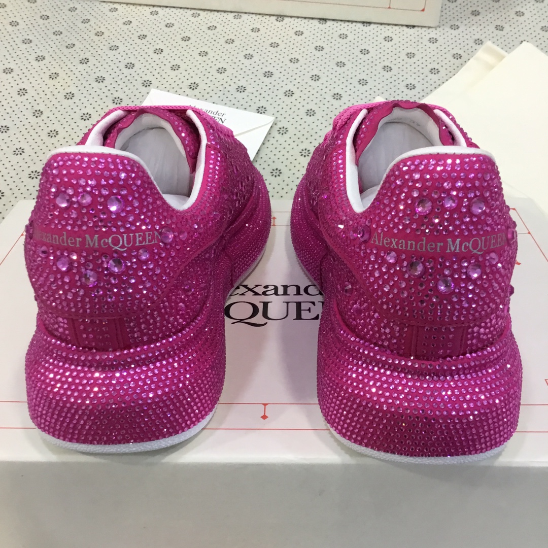 2023SS McQueen Crystal Drill Velvet Shoes 1:1 Replica, Sheepskin Lining, Size 35-41 - 图片 7