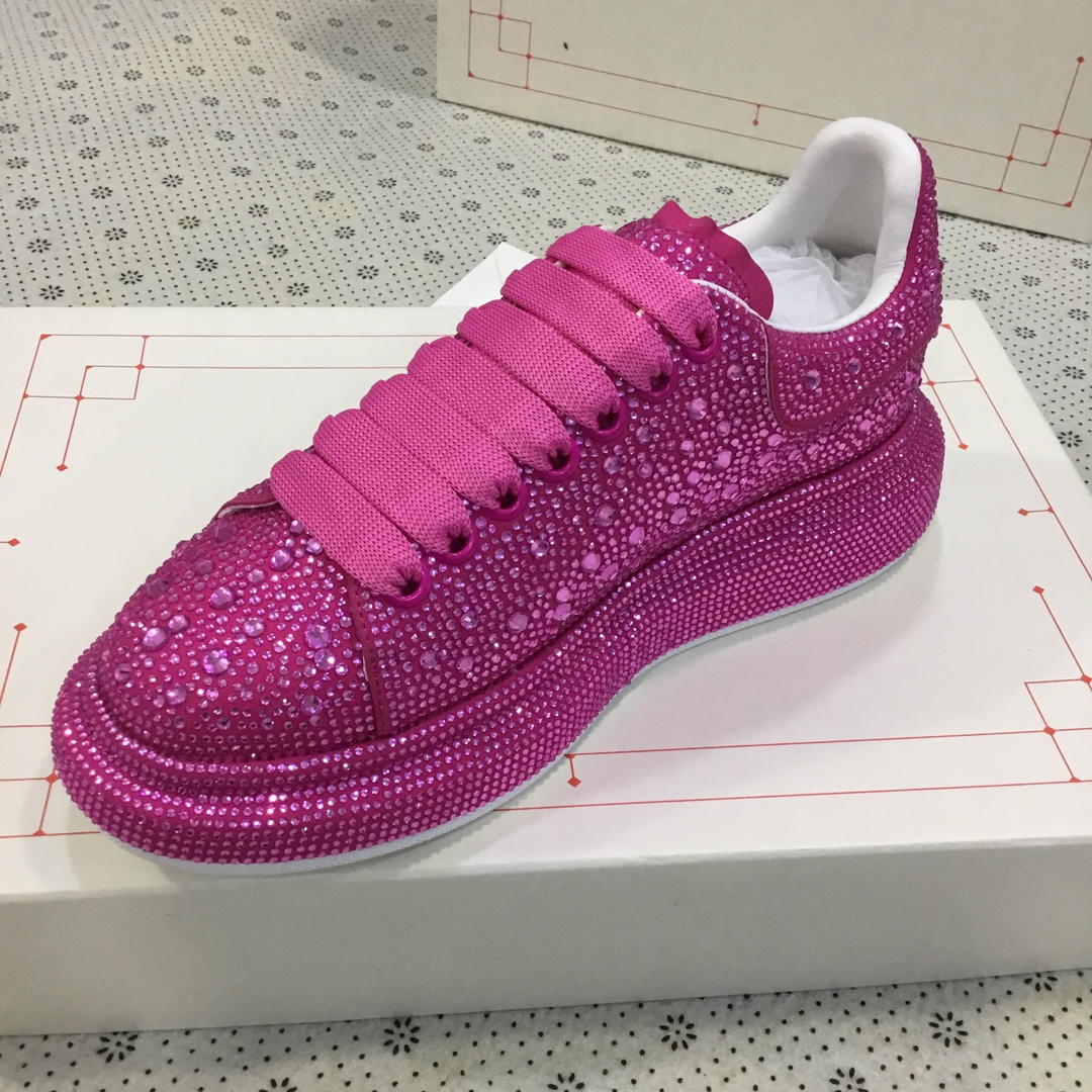 2023SS McQueen Crystal Drill Velvet Shoes 1:1 Replica, Sheepskin Lining, Size 35-41 - 图片 4