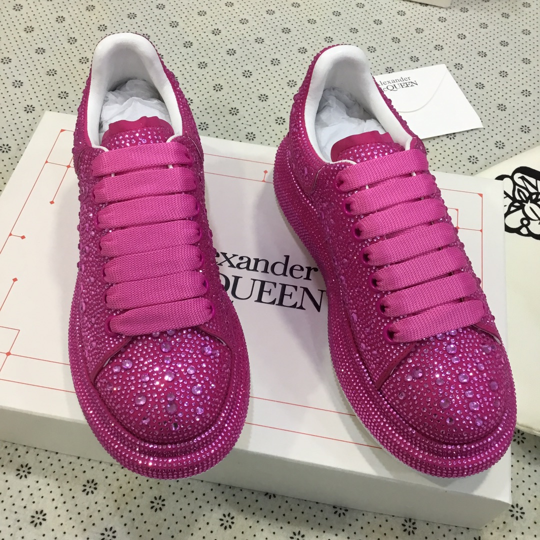 2023SS McQueen Crystal Drill Velvet Shoes 1:1 Replica, Sheepskin Lining, Size 35-41 - 图片 1